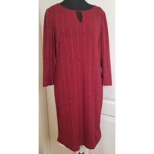 Chico's Career Casual  Heathered Ribbed Knit Detail Dress Sz 0 (S/4) Red Shift